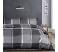 Velosso Hamilton Check Cotton Rich Printed Duvet Cover & Pillowcas in Grey | Size: Single Velosso Grey Single