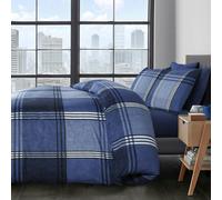 Velosso Hamilton Check Printed Cotton Blend Duvet Cover and Pillowcase Set - Blue - Single
