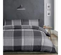 Velosso Hamilton Check Printed Cotton Blend Duvet Cover and Pillowcase Set - Grey - Double