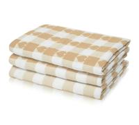 Velosso Hearts Check Cotton Tea Towel 3 Pack - Beige - One size