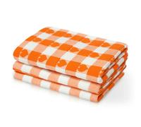 Velosso Hearts Check Cotton Tea Towel 3 Pack - Orange - One size