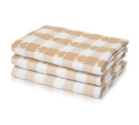 Velosso Hearts Check Cotton Tea Towel with Jacquard in Beige Velosso Beige