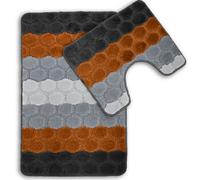 Velosso Hex Stripe Bath And Pedestal Mat Orange