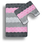 Velosso Hex Stripe Bath And Pedestal Mat Pink