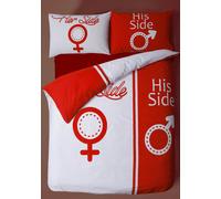Velosso His & Hers Duvet Printed Cotton Blend Duvet Cover and Pillowcase Set - Red - King