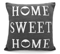 Velosso Home Sweet Home Text Design Cushion Cotton Chenille in Charcoal | Size: 43 cm x 43 cm Velosso Charcoal 43 cm x 43 cm
