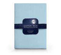 Velosso Ice Blue Cotton Rich Pecale Plain Dyed Valance Sheet Single