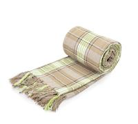 Velosso Indian Large Chunky Soft 100% Recycled Herringbone Cotton Diamond Aztec Tassled Pattern Sofa Bed Throwover Sofa Chair Decorative Patterned Throw (Natural/Lime, 90x100 (228x254cm))