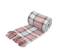 Velosso Indian Large Chunky Soft 100% Recycled Herringbone Cotton Diamond Aztec Tassled Pattern Sofa Bed Throwover Sofa Chair Decorative Patterned Throw (Blush/Grey, 50x60 (127x152cm))