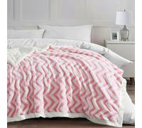 Velosso Jacquard Chevron Sherpa Reverse Throw - 100cm x 150cm - Pink