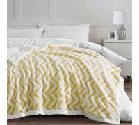 Velosso Jacquard Chevron Sherpa Reverse Throw - 100cm x 150cm - Yellow