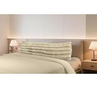 Velosso Jumbo Cord Faux Fur Bolster Pillow - Extra Long Plush Bed Cushion for Back & Neck Support, Soft Ribbed Texture, Warm & Cosy Decorative Pillow, Machine Washable (Beige)