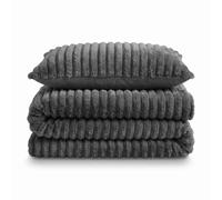 Velosso Jumbo Cord Faux Fur Duvet Cover & Pillowcase Set in Charcoal | Size: Single Velosso Charcoal Single