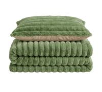 Velosso Jumbo Cord Faux Fur Duvet Cover & Pillowcase Set in Olive | Size: King Velosso Olive King