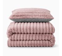 Velosso Jumbo Cord Faux Fur Duvet Cover & Pillowcase Set in Pink | Size: King Velosso Pink King