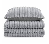 Velosso Jumbo Cord Faux Fur Duvet Cover & Pillowcase Set in Silver | Size: Double Velosso Silver Double
