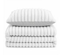 Velosso Jumbo Cord Faux Fur Duvet Cover & Pillowcase Set in White | Size: Double Velosso White Double