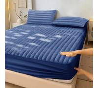 Velosso Jumbo Cord Faux Fur Fitted Sheet with Faux Fur in Navy | Size: Single Velosso Navy Single