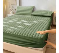 Velosso Jumbo Cord Faux Fur Fitted Sheet with Faux Fur in Olive | Size: Super King Velosso Olive Super King
