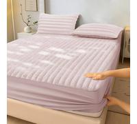 Velosso Jumbo Cord Faux Fur Fitted Sheet with Faux Fur in Pink | Size: Single Velosso Pink Single