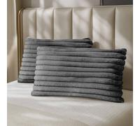 Velosso Jumbo Cord Faux Rabbit Pillowcase Pair with Faux Fur in Charcoal Velosso Charcoal