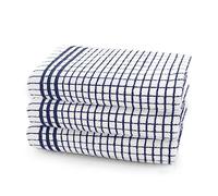 Velosso Large Checkered Chunky Kitchen Tea Towel Bundle Set Quality Cotton Soft and Absorbent Dish Towels, Tea Towels with Embroidery (Navy, 3 Pack)
