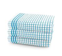 Velosso Large Checkered Chunky Kitchen Tea Towel Bundle Set Quality Cotton Soft and Absorbent Dish Towels, Tea Towels with Embroidery (Teal, 3 Pack)