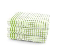 Velosso Large Checkered Chunky Kitchen Tea Towel Bundle Set Quality Cotton Soft and Absorbent Dish Towels, Tea Towels with Embroidery (Lime, 3 Pack)