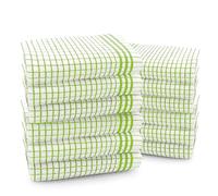 Velosso Large Checkered Chunky Kitchen Tea Towel Bundle Set Quality Cotton Soft and Absorbent Dish Towels, Tea Towels with Embroidery (Lime, 12 Pack)