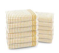 Velosso Large Checkered Chunky Kitchen Tea Towel Bundle Set Quality Cotton Soft and Absorbent Dish Towels, Tea Towels with Embroidery (Yellow, 12 Pack)