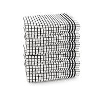 Velosso Large Checkered Chunky Kitchen Tea Towel Bundle Set Quality Cotton Soft and Absorbent Dish Towels, Tea Towels with Embroidery (Black, 6 Pack)