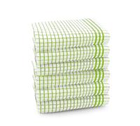 Velosso Large Checkered Chunky Kitchen Tea Towel Bundle Set Quality Cotton Soft and Absorbent Dish Towels, Tea Towels with Embroidery (Lime, 6 Pack)