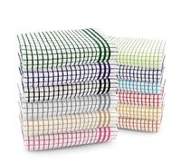 Velosso Large Checkered Chunky Kitchen Tea Towel Bundle Set Quality Cotton Soft and Absorbent Dish Towels, Tea Towels with Embroidery (Assorted, 12 Pack)