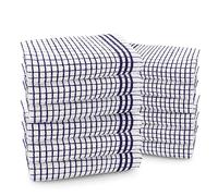 Velosso Large Checkered Chunky Kitchen Tea Towel Bundle Set Quality Cotton Soft and Absorbent Dish Towels, Tea Towels with Embroidery (Purple, 12 Pack)