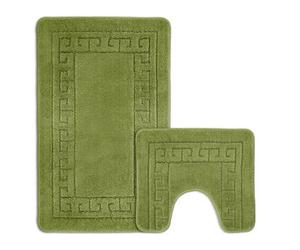 Velosso Lime 2 Piece Greek Key Bath And Pedestal Mat
