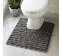 Velosso Linear Bath/ Pedestal Mat Cashmere Feel Bathmats in Charcoal | Size: Large Velosso Charcoal Large