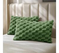 Velosso Luxe Living Chunky Popcorn Pillowcase Set Plush Fleece Pillow Covers, Ultra Soft Textured Design, Thermal Warm Standard Size Pillowcases for Cosy Bedroom Decor - 2 Pack (Olive)