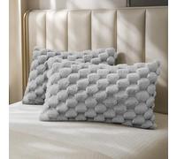 Velosso Luxe Living Chunky Popcorn Pillowcase Set Plush Fleece Pillow Covers, Ultra Soft Textured Design, Thermal Warm Standard Size Pillowcases for Cosy Bedroom Decor - 2 Pack (Silver)