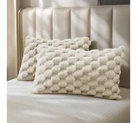 Velosso Luxe Living Chunky Popcorn Pillowcase Set Plush Fleece Pillow Covers, Ultra Soft Textured Design, Thermal Warm Standard Size Pillowcases for Cosy Bedroom Decor - 2 Pack (Cream)