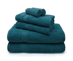 Velosso Luxurious Mayfair Supreme 6pce Soft Egyptian Cotton Bale Towel Set - Quick Dry, Reversible and Absorbent Hotel and Spa Quality Towel Sets Perfect for Face, Hand, and Bathroom (Indigo)