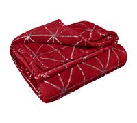 Velosso Luxurious Soft Plush Flannel Throw Blanket With Elegant Geometric Foil, Ideal For Sofa And Living Room, 127Cm X 152Cm - Red