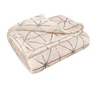 Velosso Luxurious Soft Plush Flannel Throw Blanket With Elegant Geometric Foil Pattern, Ideal For Sofa And Bed, 145Cm X 200Cm - Cream