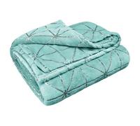 Velosso Luxurious Soft Plush Flannel Throw Blanket With Elegant Geometric Foil Pattern, Ideal For Sofa And Bed, 145Cm X 200Cm - Duck Egg