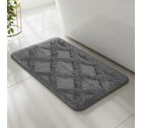 Velosso Luxury Microfibre Bath Mat, Non-slip Rubber Backing, Ribbed Texture, Modern Minimalist, Machine Washable, Indoor Bathroom Rug (Charcoal, 50x80cm (Bath Mat))
