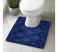 Velosso Luxury Microfibre Bath Mat, Non-slip Rubber Backing, Ribbed Texture, Modern Minimalist, Machine Washable, Indoor Bathroom Rug (Navy, 50x50cm (Pedestal Mat))