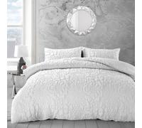 Velosso Luxury Pinsonic Geometric Duvet Cover & Pillowcase Set, Easy-Care Chic Decor For Modern Bedroom Ensemble - White