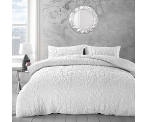 Velosso Luxury Pinsonic Geometric Duvet Cover & Pillowcase Set, Easy-Care Chic Decor For Modern Bedroom Ensemble - White