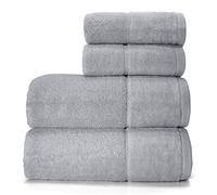 Velosso Luxury Soft Cotton Plain Velour 4pce Towel Bale Set - Super Absorbent 450 GSM Towel Sets with Plush Border Quick Dry and Reversible Hand and Bath Towels for Everyday Use (Silver Grey)