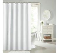 Velosso Luxury Striped Shower Curtain - 180cm x 180cm - White