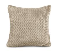 Velosso Luxury Velvet Look Plush Chevron Fleece Cushion, Soft Chevron Fabric Zippered Home Decor Cushion - Latte
